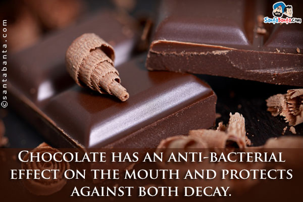 Chocolate has an anti-bacterial effect on the mouth and protects against both decay.