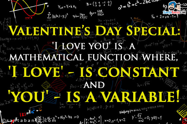 Valentine's Day Special:<br />
'I love you' is  a mathematical function where, <br />

'I love' - is constant and<br />
'you' - is a variable!