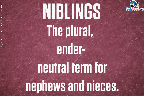 NIBLINGS<br/>

The plural, ender- neutral term for nephews and nieces.
