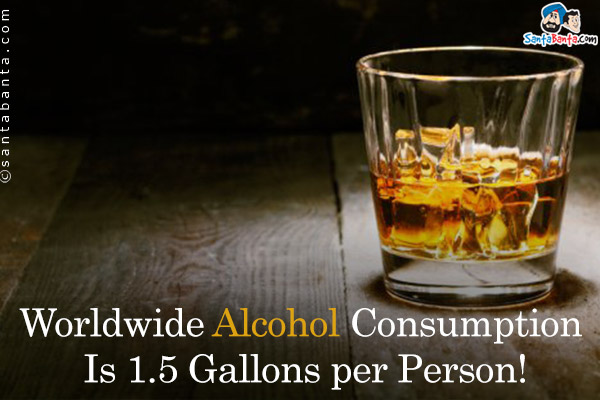 Worldwide Alcohol Consumption Is 1.5 Gallons per Person!