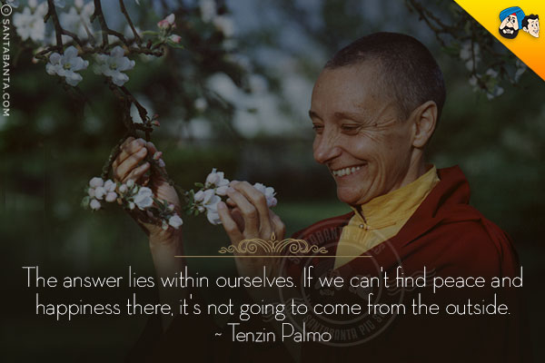 The answer lies within ourselves. If we can't find peace and happiness there, it's not going to come from the outside.