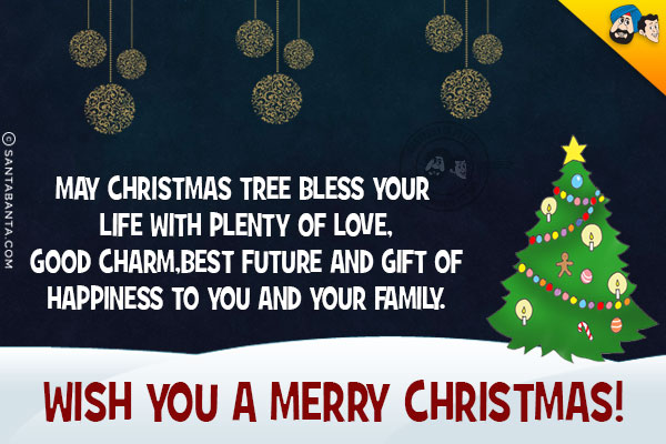 May Christmas tree bless your life with plenty of love, good charm,best future and gift of happiness to you and your family.<br/>
Wish you and your family a Merry Christmas!