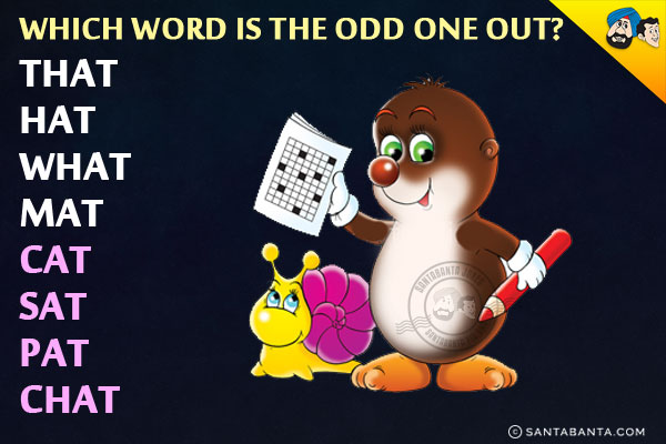 Which word is the odd one out?<br/>
that hat what mat cat sat pat chat