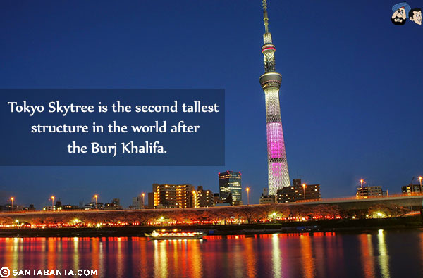 Tokyo Skytree is the second tallest structure in the world after the Burj Khalifa.