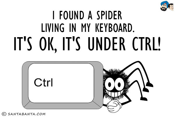 I found a spider living in my keyboard.<br/>
It's OK, It's under Ctrl!