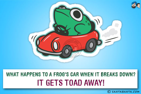 What happens to a frog's car when it breaks down?<br/>
It gets toad away!