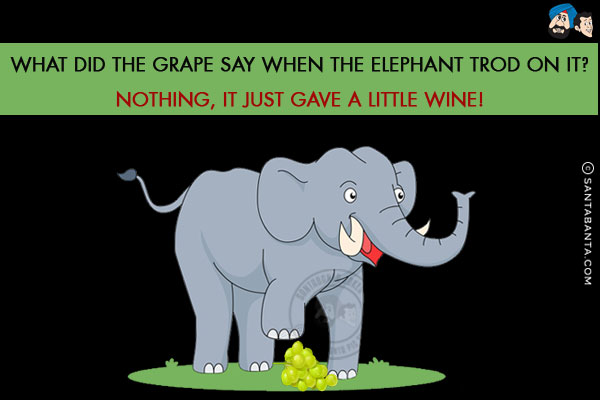 What did the grape say when the elephant trod on it?<br/>

Nothing, it just gave a little wine!