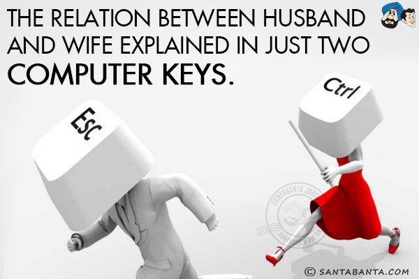 The relation between Husband and Wife explained in just two computer keys.<br/>
Esc & Ctrl