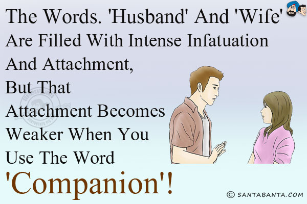 The words. 'Husband' and 'Wife' are filled with intense infatuation and attachment, but that attachment becomes weaker when you use the word 'Companion'!