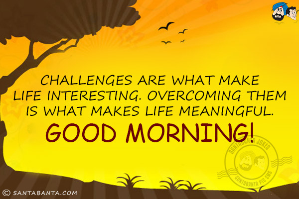 Challenges are what make life interesting. Overcoming them is what makes life meaningful.<br/>
Good Morning!