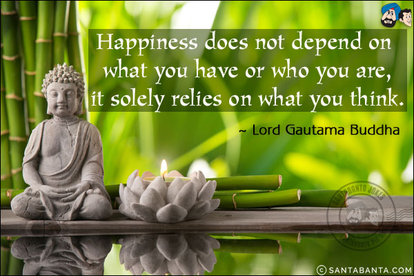 Happiness does not depend on what you have or who you are, it solely relies on what you think.