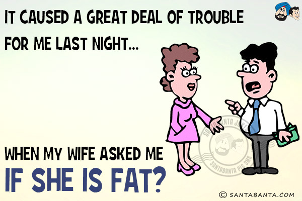 It caused a great deal of trouble for me last night... when my wife asked me if she is fat?