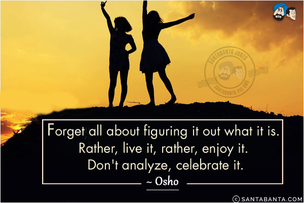 Forget all about figuring it out what it is. Rather, live it, rather, enjoy it. Don't analyze, celebrate it.