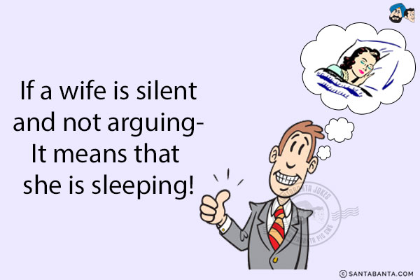 If a wife is silent and not arguing - it means that she is sleeping!