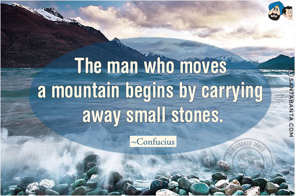 The man who moves a mountain begins by carrying away small stones.