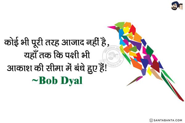 कोई भी पूरी तरह आज़ाद नहीं है, यहाँ तक कि पक्षी भी आकाश की सीमा में बंधे हुए हैं।