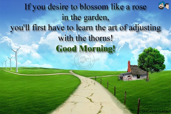 If you desire to blossom like a rose in the garden, you'll first have to learn the art of adjusting with the thorns!<br/>
Good Morning!