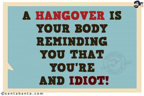 A hangover is your body reminding you that you're and idiot!