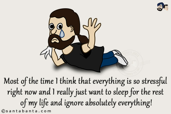 Most of the time I think that everything is so stressful right now and I really just want to sleep for the rest of my life and ignore absolutely everything!