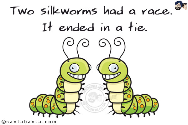 Two silkworms had a race. It ended in a tie.