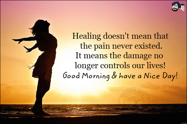 Healing doesn't mean that the pain never existed.<br/>
It means the damage no longer controls our lives!<br/>
Good Morning & have a Nice Day!