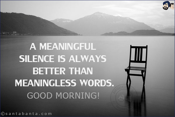 A meaningful silence is always better than meaningless words.<br/>
Good Morning!