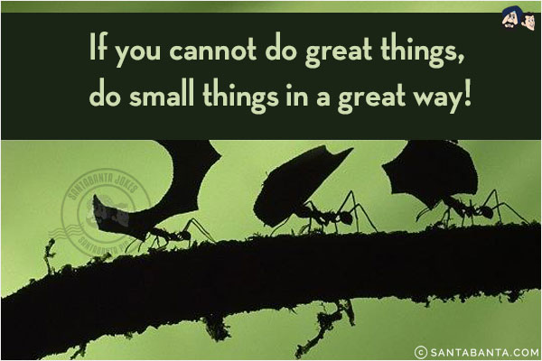 If you cannot do great things, do small things in a great way!