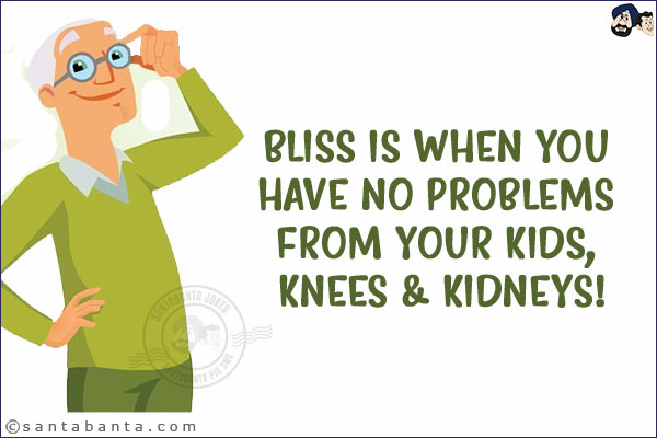 Bliss is when you have no problems from your Kids, Knees & Kidneys!