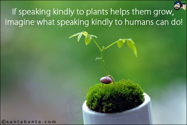 If speaking kindly to plants helps them grow, imagine what speaking kindly to humans can do!
