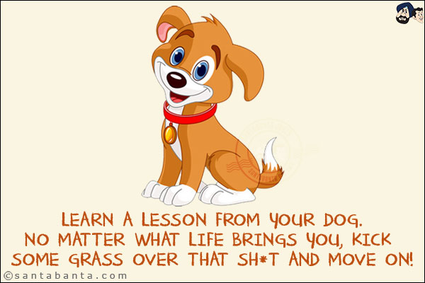 Learn a lesson from your dog.<br/>
No matter what life brings you, kick some grass over that sh*t and move on!