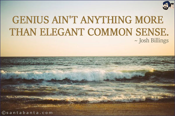 Genius ain't anything more than elegant common sense.