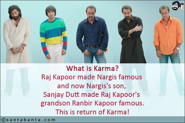 What is Karma?<br/>
Raj Kapoor made Nargis famous and now Nargis's son, Sanjay Dutt made Raj Kapoor's grandson Ranbir Kapoor famous.<br/>
This is return of Karma!