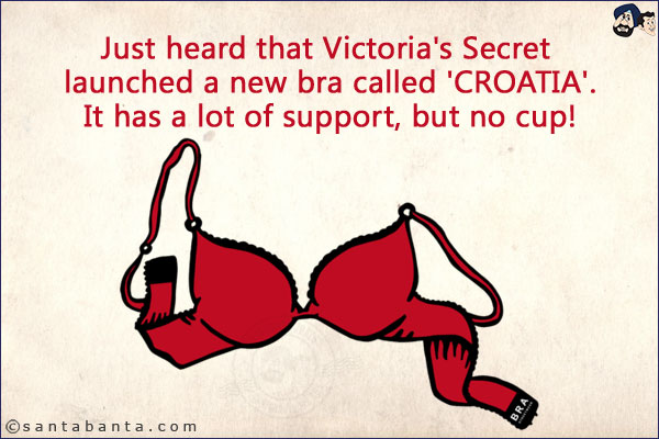 Just heard that Victoria's Secret launched a new bra called 'CROATIA'.<br/>
It has a lot of support, but no cup!
