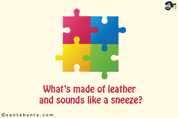 What's made of leather and sounds like a sneeze?