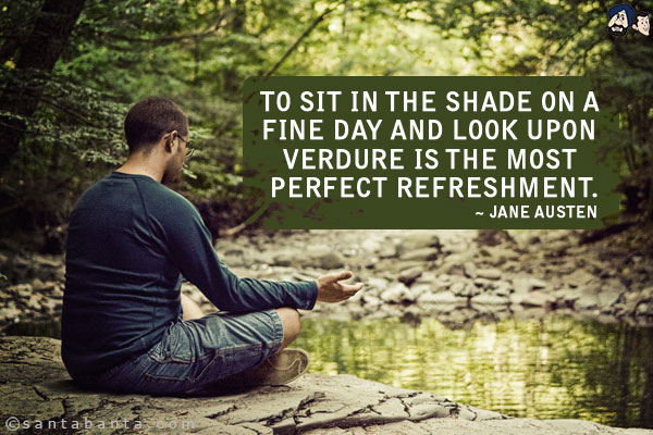 To sit in the shade on a fine day and look upon verdure is the most perfect refreshment.