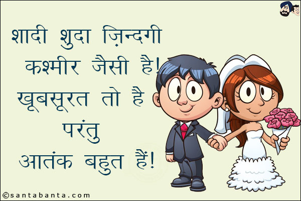 शादी शुदा ज़िन्दगी कश्मीर जैसी है!<br/>
खूबसूरत तो है परंतु आतंक बहुत हैं!