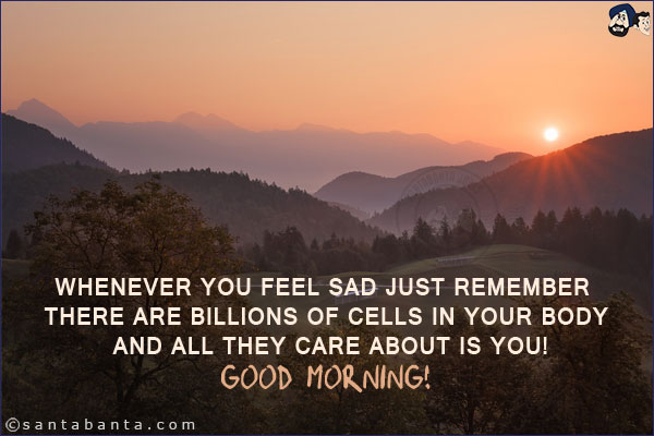 Whenever you feel sad just remember there are billions of cells in your body and all they care about is you!<br/>
Good Morning!