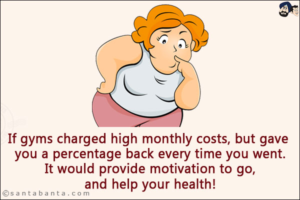 If gyms charged high monthly costs, but gave you a percentage back every time you went. It would provide motivation to go, and help your health!