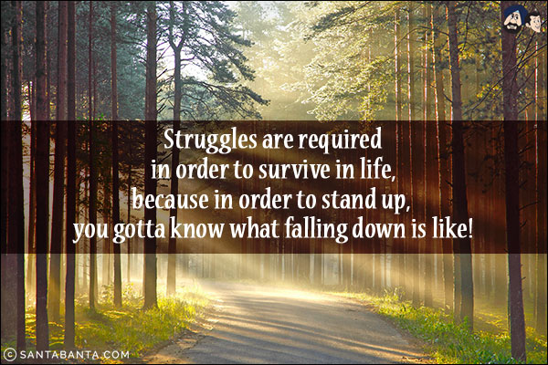 Struggles are required in order to survive in life, because in order to stand up, you gotta know what falling down is like!