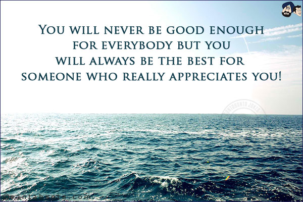 You will never be good enough for everybody but you will always be the best for someone who really appreciates you!