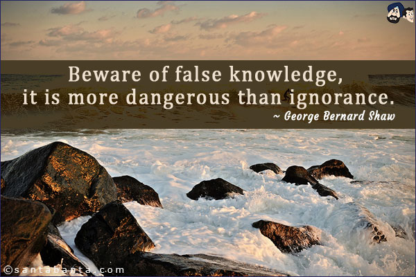 Beware of false knowledge, it is more dangerous than ignorance.