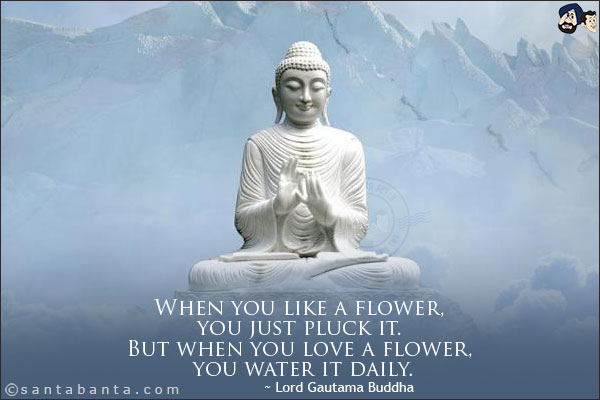 When you like a flower, you just pluck it. But when you love a flower, you water it daily.