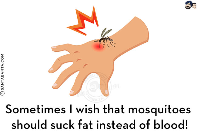 Sometimes I wish that mosquitoes should suck fat instead of blood!