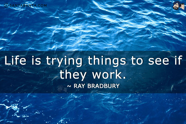 Life is trying things to see if they work.