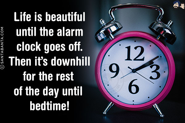 Life is beautiful until the alarm clock goes off. Then it's downhill for the rest of the day until bedtime!