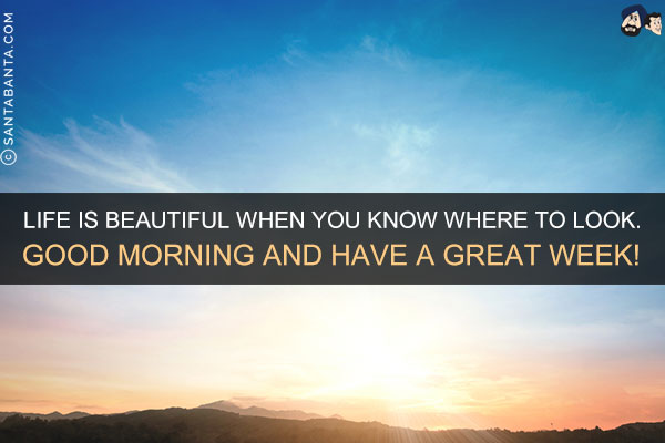 Life is beautiful when you know where to look.<br/>
Good Morning and have a great week!