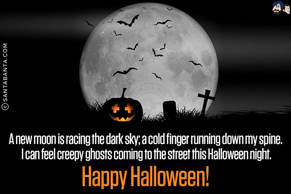 A new moon is racing the dark sky; a cold finger running down my spine. I can feel creepy ghosts coming to the street this Halloween night.<br/>
Happy Halloween!