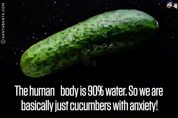 The human body is 90% water. So we are basically just cucumbers with anxiety!