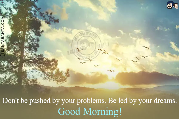 Don't be pushed by your problems. Be led by your dreams.<br/>
Good Morning!