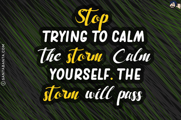 Stop trying to calm the storm. Calm yourself. The storm will pass!